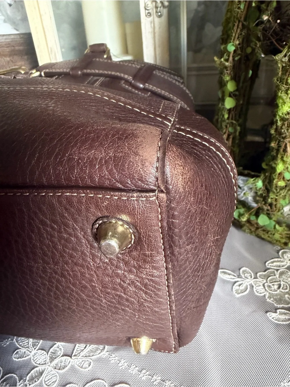 Y2K Coach Hampton Pebbled Brown Leather Carryall Tote Bag Purse 10215